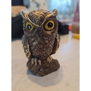 Handmade Resin Brown Gold Owl Gold Decoration Gift 662